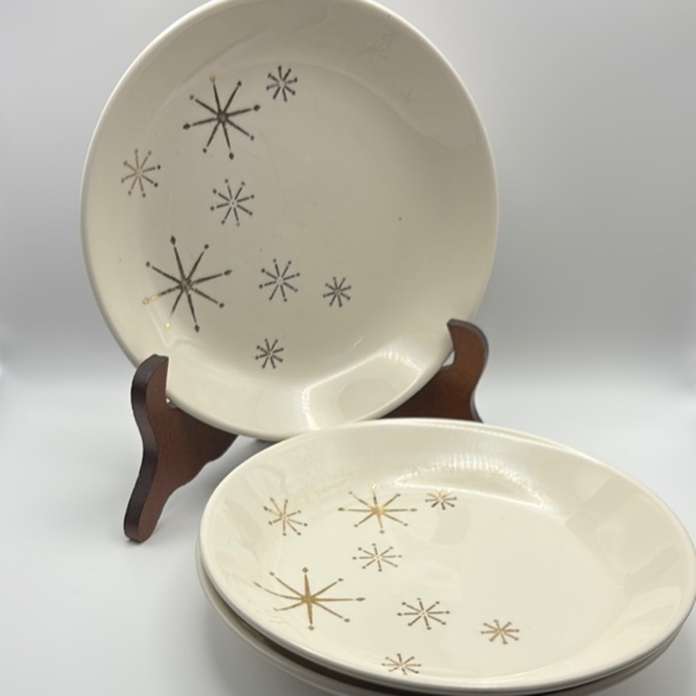 Set of 3 Vintage Atomic Starburst Dishes – 7.5" Mid-Century Modern Charm